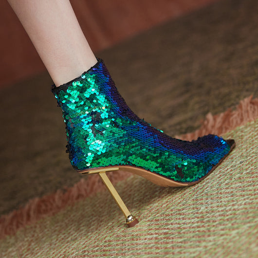 Botas Stiletto con Boca de Pez y Cierre - Tacones Altos Brillantes para Mujer - Image 16