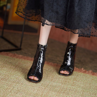 Botas Stiletto con Boca de Pez y Cierre - Tacones Altos Brillantes para Mujer - Image 18