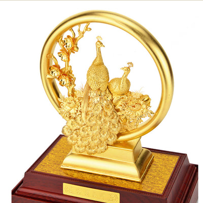 Ornamento Decorativo Pavo Real Dorado - Artesanía de Lujo con Hoja de Oro Puro - Image 8