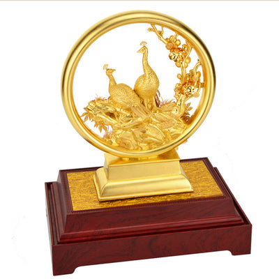 Ornamento Decorativo Pavo Real Dorado - Artesanía de Lujo con Hoja de Oro Puro - Image 9