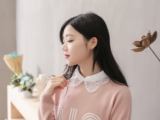 Blusa de Encaje con Cuello Falso Soluble en Agua - Elegancia Versátil - Image 9