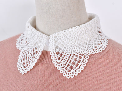 Blusa de Encaje con Cuello Falso Soluble en Agua - Elegancia Versátil - Image 12
