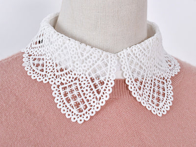Blusa de Encaje con Cuello Falso Soluble en Agua - Elegancia Versátil - Image 13