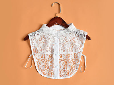 Blusa de Encaje con Cuello Falso Soluble en Agua - Elegancia Versátil - Image 14