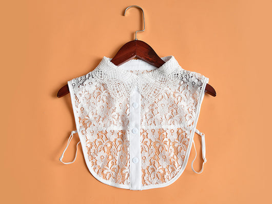 Blusa de Encaje con Cuello Falso Soluble en Agua - Elegancia Versátil - Image 14