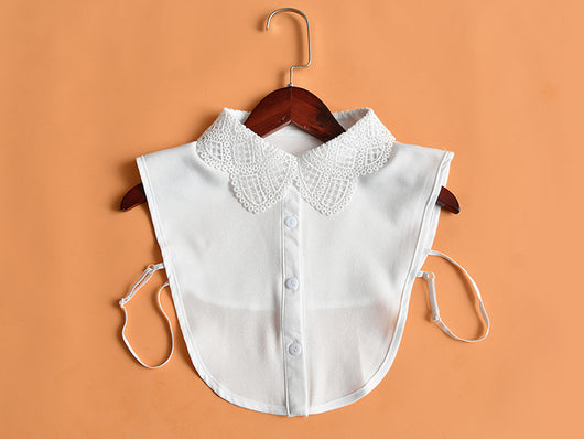 Blusa de Encaje con Cuello Falso Soluble en Agua - Elegancia Versátil - Image 19