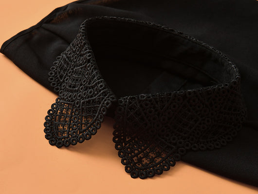 Blusa de Encaje con Cuello Falso Soluble en Agua - Elegancia Versátil - Image 22