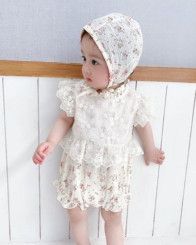 Conjunto Elegante Pelele Princesa de Encaje con Gorro - Image 6