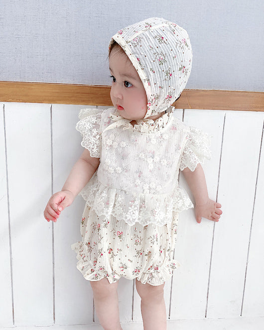Conjunto Elegante Pelele Princesa de Encaje con Gorro - Image 6