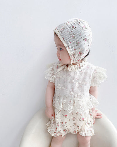 Conjunto Elegante Pelele Princesa de Encaje con Gorro - Image 8