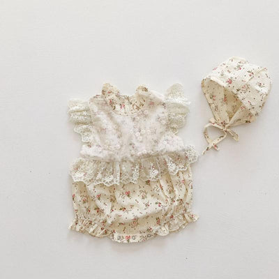 Conjunto Elegante Pelele Princesa de Encaje con Gorro - Image 9