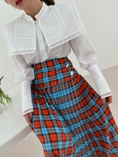 Blusa Suelta con Solapa Grande y Detalles de Contraste - Image 8