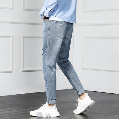 Pantalones vaqueros rotos cropped estilo desgarrado - Image 6
