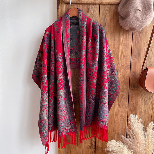 Pashmina Étnica Gruesa con Borlas - Bufanda Térmica Abrigadora - Image 12