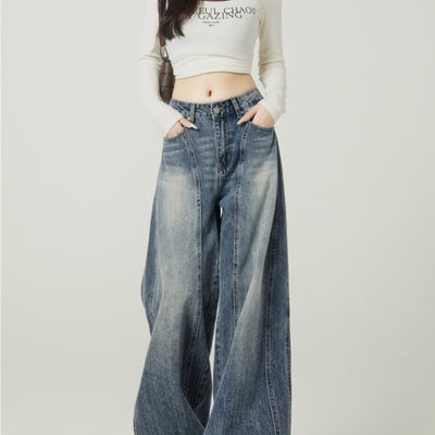 Jeans Anchos Retro Azul Vintage de Cintura Alta para Mujer - Image 3