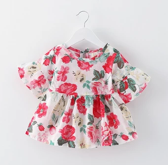 Vestido Infantil de Gasa Rojo con Tirantes - Image 3