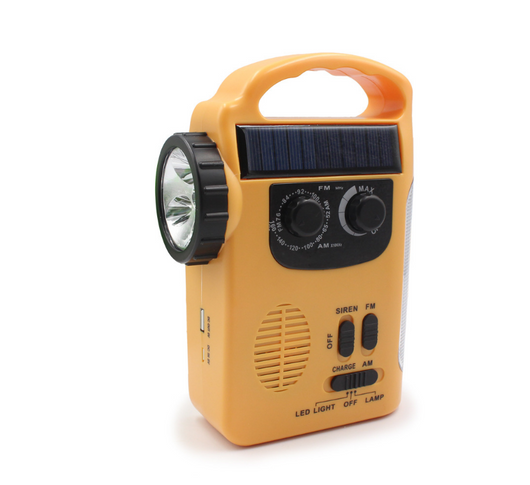 Radio de Emergencia con Linterna y Manivela Manual
