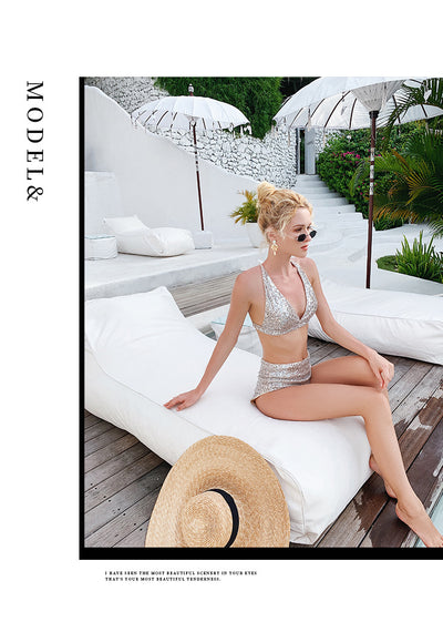 Traje de Baño Bikini de Lujo Dividido con Lentejuelas - Image 11