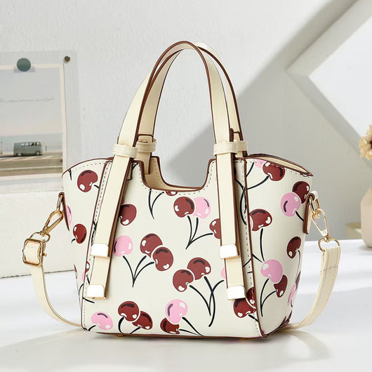 Bolsa Tejida Clásica para Mujer con Estampado de Cerezas - Image 6
