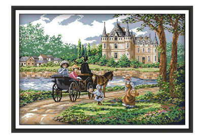 Cuadro Decorativo de Tela Bordada con Paisaje Suburbano - Image 6