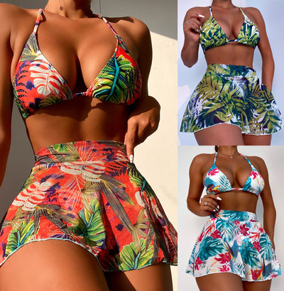 Bikini de Tres Piezas con Estampado Floral Grande - Image 8