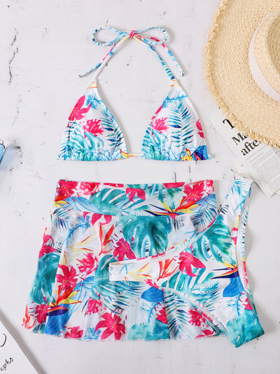 Bikini de Tres Piezas con Estampado Floral Grande - Image 16