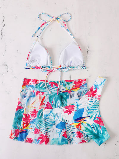 Bikini de Tres Piezas con Estampado Floral Grande - Image 17