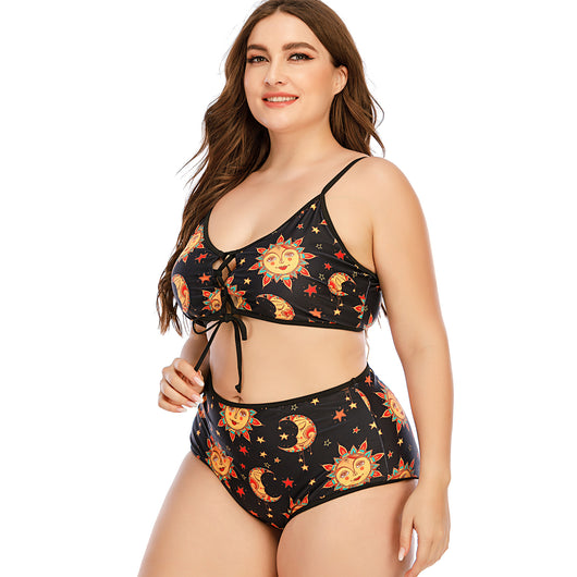 Bikini de Cintura Alta con Tiras Cruzadas y Estampado Digital - Image 7
