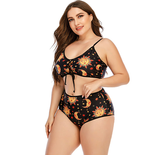 Bikini de Cintura Alta con Tiras Cruzadas y Estampado Digital - Image 8