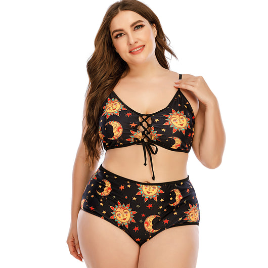 Bikini de Cintura Alta con Tiras Cruzadas y Estampado Digital - Image 9
