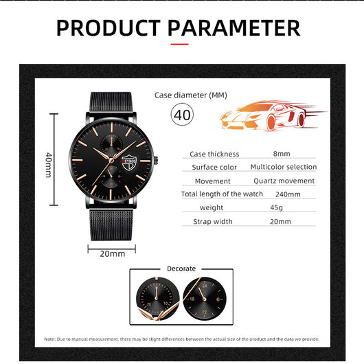 Reloj de Hombre Elegante con Malla Chapada al Vacío - Image 11