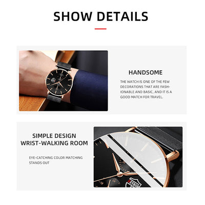 Reloj de Hombre Elegante con Malla Chapada al Vacío - Image 15