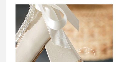 Tacones Gruesos Perla Blanco con Detalles de Perlas - Estilo Elegante - Image 9