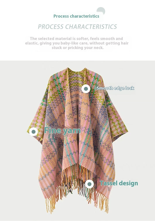 Rebozo Étnico Grueso con Borlas para Viajes y Clima Frío - Image 10