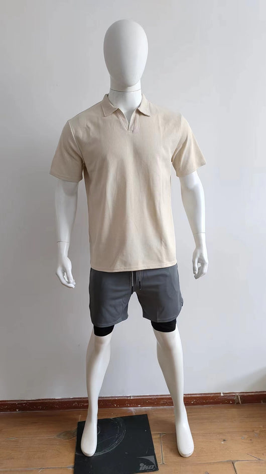 Polo Casual de Cuello V para Hombre - Colores Sólidos - Image 36