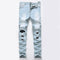 Calça Jeans Slim Fit Azul e Branco com Design de Rasgos Grandes - Importado