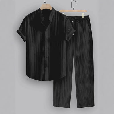Traje Ejecutivo de Rayas con Camisa Manga Corta y Pantalón - Image 9