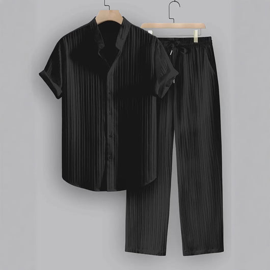 Traje Ejecutivo de Rayas con Camisa Manga Corta y Pantalón - Image 9
