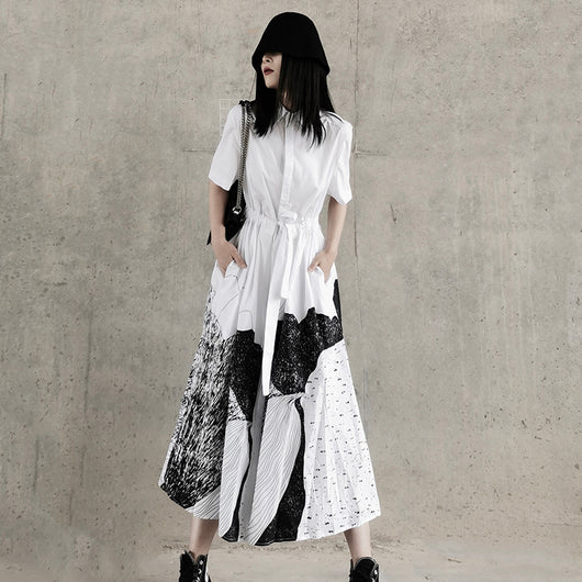 Vestido Camisero con Estampado Irregular Reductor de Cintura - Image 10