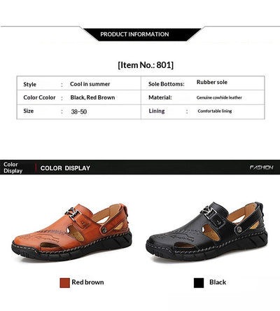 Sandalias Casuales de Cuero Genuino para Hombre - Estilo Versátil y Cómodo - Image 8