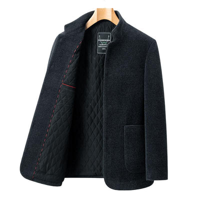 Abrigo Casual de Lana Chenilla con Cuello Alto para Hombre - Image 5