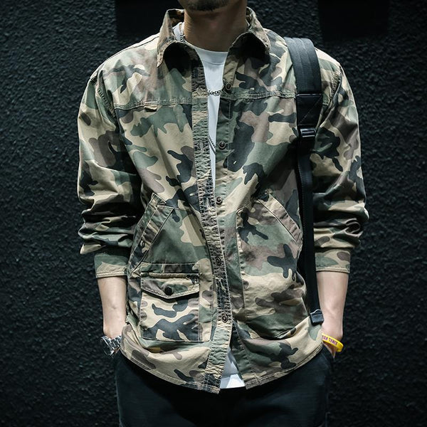 Chaqueta Camisa de Trabajo Camuflaje Manga Larga para Hombre