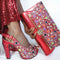 Tacones Dorados Peep Toe con Bolso de Fiesta