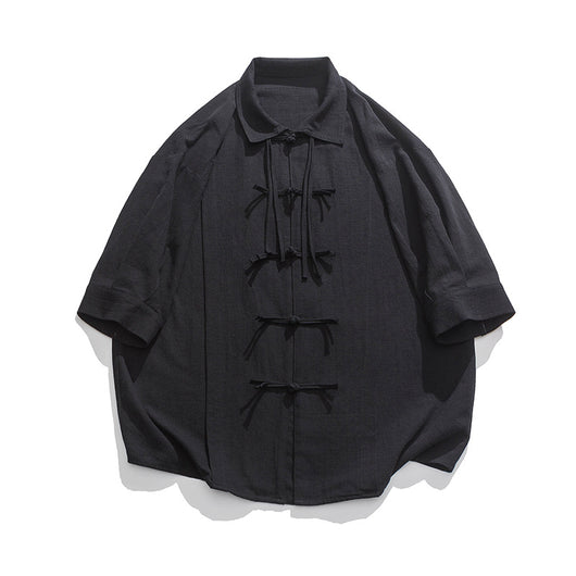 Camisa Hanfu de Algodón y Lino para Hombre - Estilo Tang Clásico Verano - Image 5