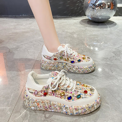Mocasines Plataforma para Mujer con Tweed Colorido y Piedras - Zapatos Cómodos y Casuales - Image 16