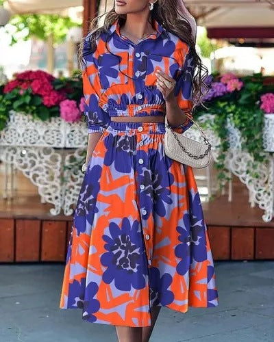 Conjunto de Falda y Top Estampado Europeo Americano - Moda Actual - Image 7