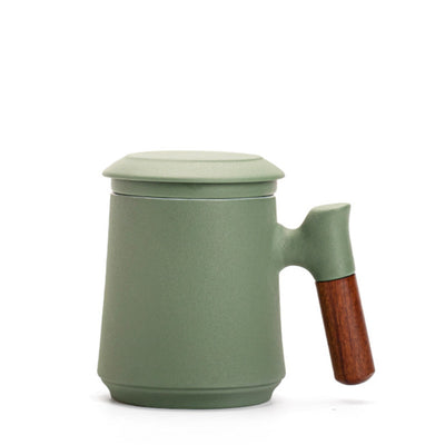Taza de Cerámica con Filtro de Té y Asa de Madera - Image 2