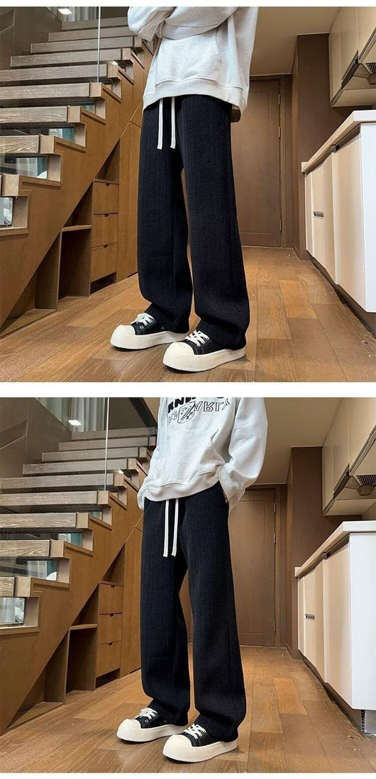 Pantalones Anchos Negros con Rayas Trigo para Otoño-Invierno - Image 10