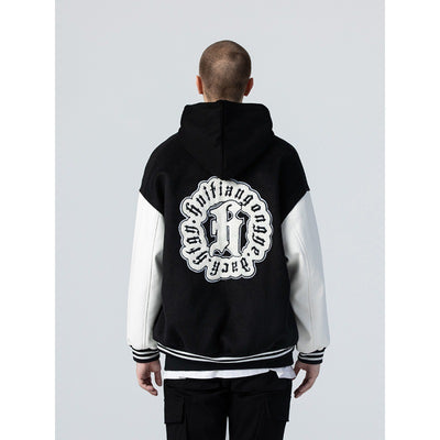Chaqueta Universitaria Hip Hop con Mangas de Cuero y Bordados - Image 17