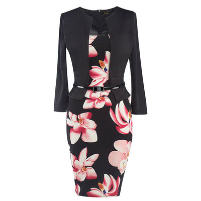 Vestido Slim Estampado con Efecto Dos Piezas para Mujer - Image 9